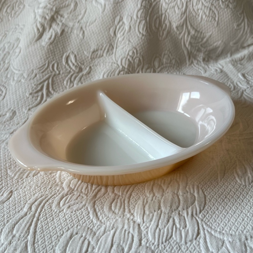 Fire King Peach Lustre Divided Dish